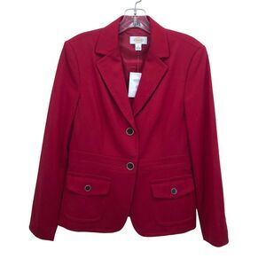 NEW Talbots Red Wool Blazer Jacket Womens Size 4 Lined Italian Stretch Fabric